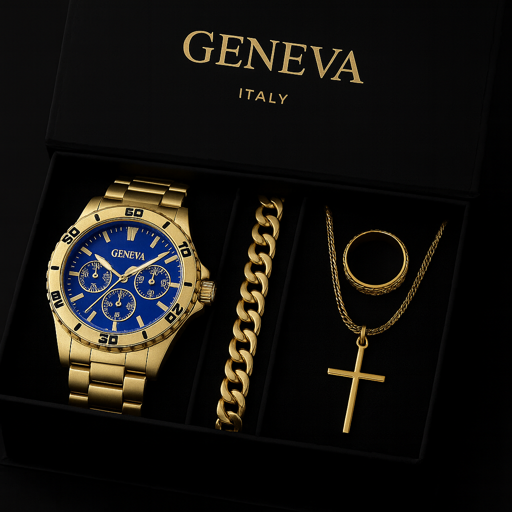 SET RELOJ GENEVA CON ACCESORIOS GRATIS. Diseñado en Italia.