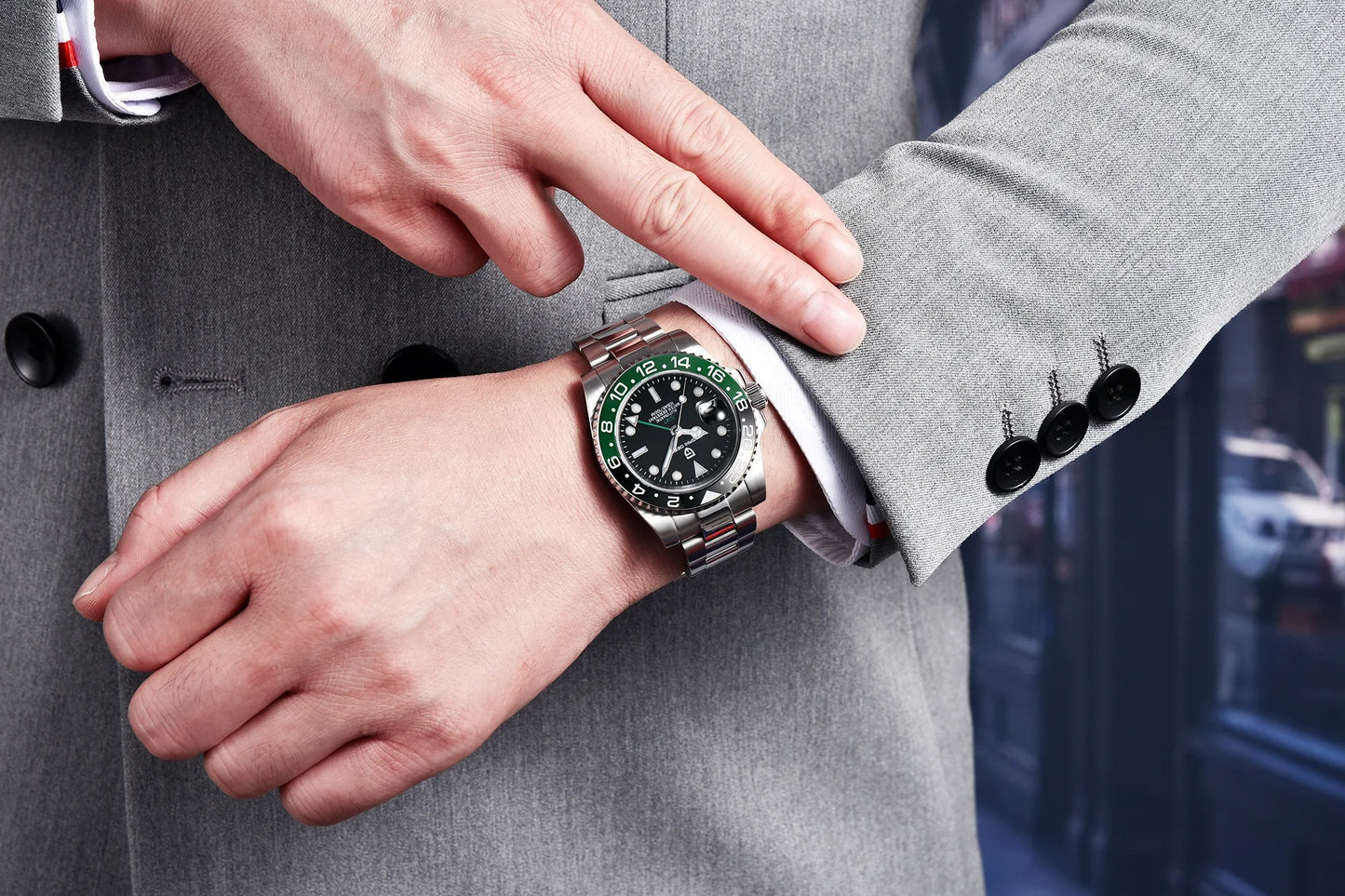 Reloj Automático GMT con Cristal de Zafiro – Lujo al alcance de todos.
