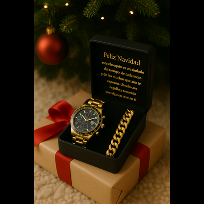 Momentos Dorados- Reloj y Brazalete de Regalo con dedicatoria